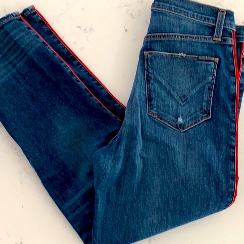 Hudson Jeans Blue with Red Trim Ankle & Cropped